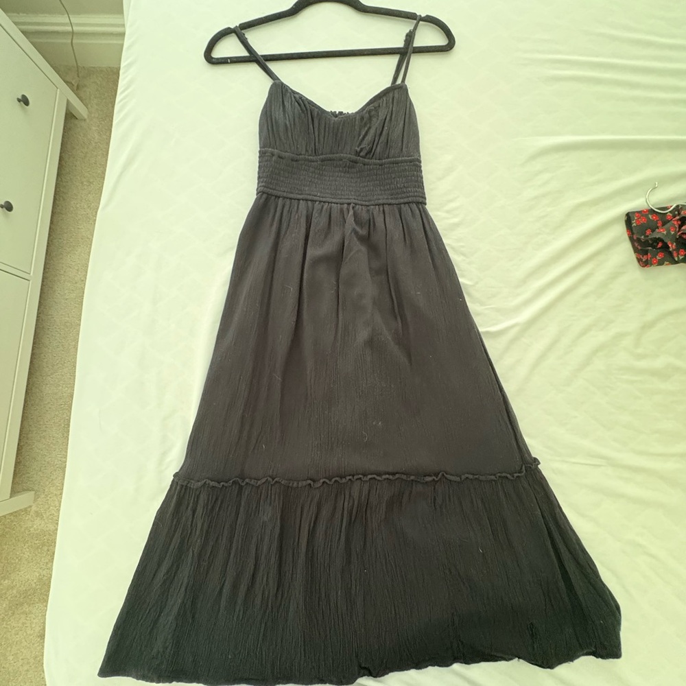 Hollister Black Pleated Tiered Sundress